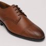 Pantofi Derby bărbați maro cognac din piele naturală cu perforații Lucas Shoes 702CON